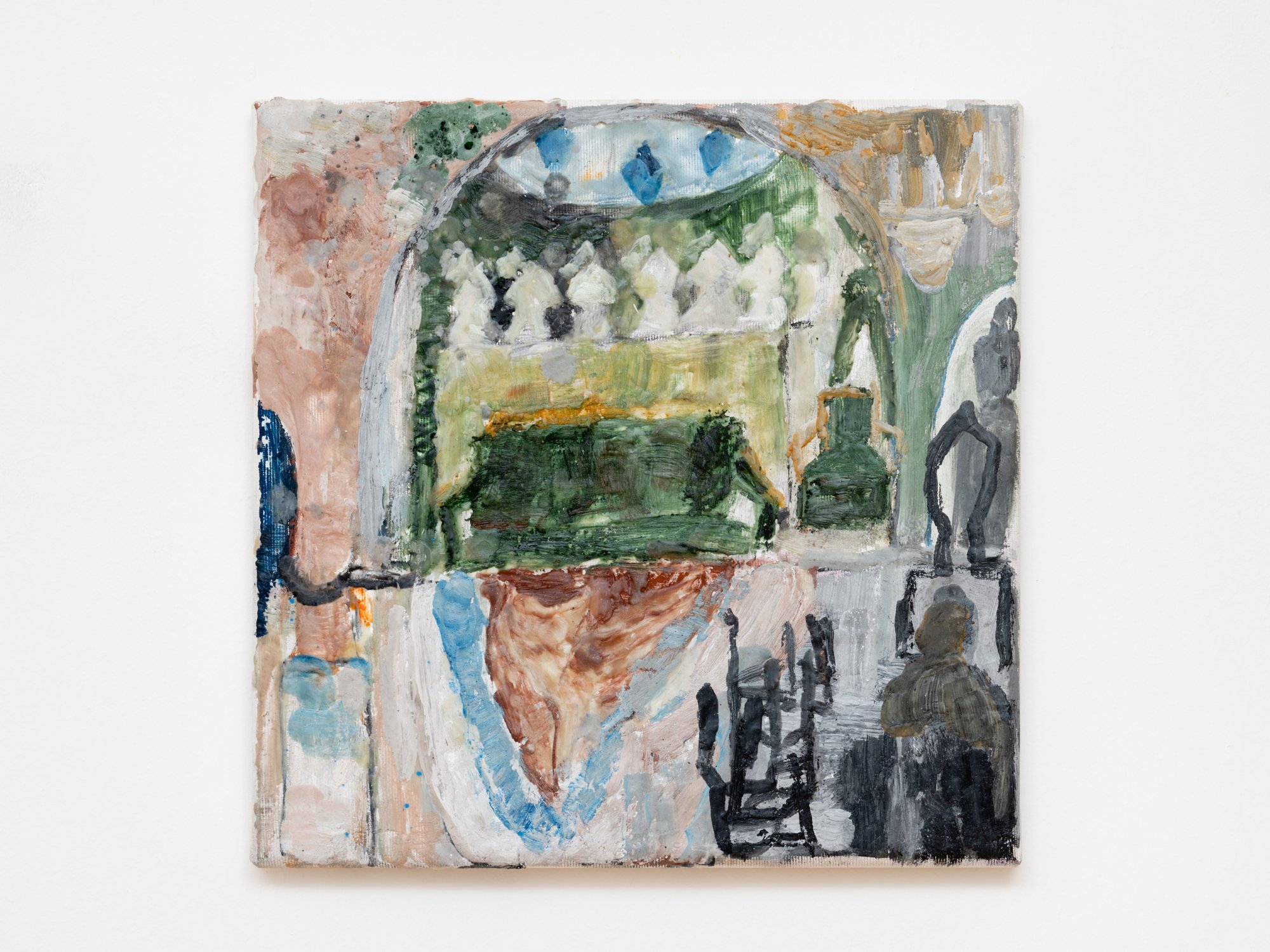 Anna Boghiguian, Interior Of A Tomb, wax caustic on canvas, 30 x 30 cm, 2024