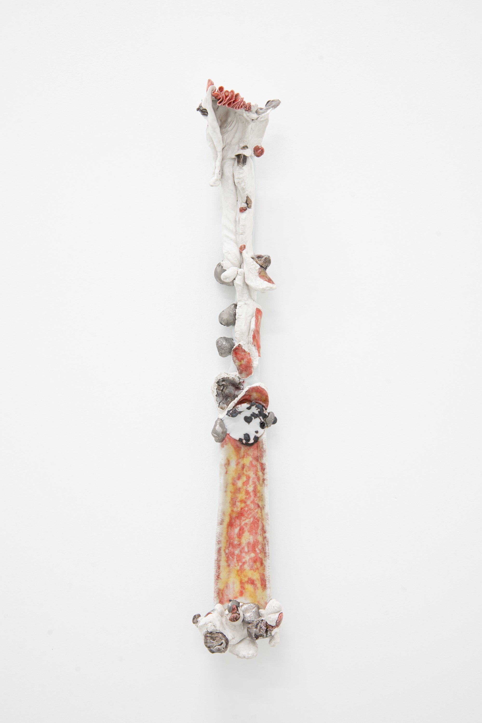 Kentaro Kawabata, spoon, porcelain, glass, slag, silver, platinum, 53 x 9 x 9 cm (20 7/8 x 3 1/2 x 3 1/2 in), 2022