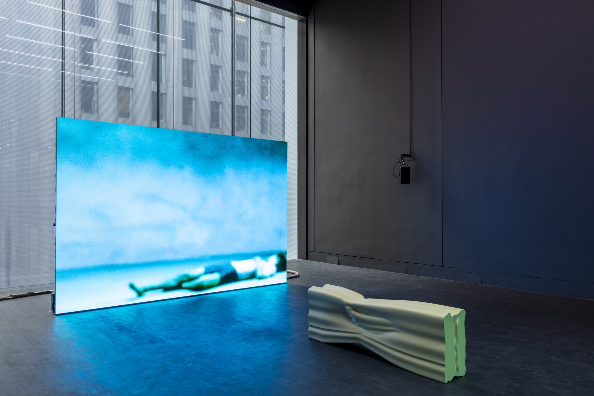 Shahryar Nashat, Blood (what is authority), high definition video, 14 min. 15 sec., 2020. Installation view, Force Life, MoMA, New York, 2020