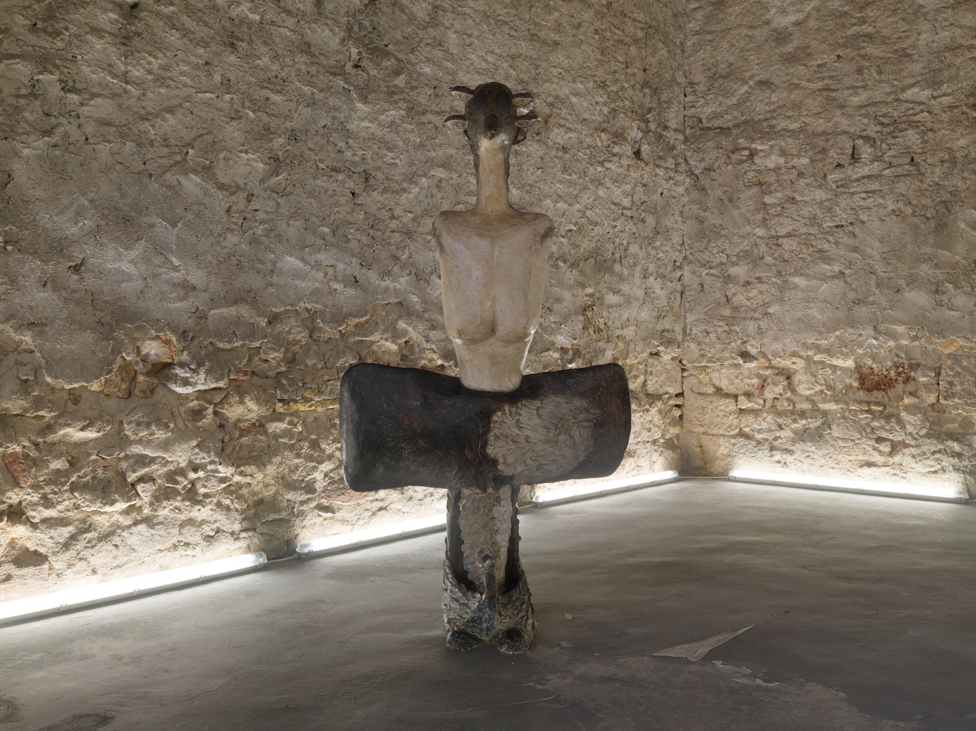 Koula Savvidou, Leonardo’s Milk, plaster, metal, graphites, wax, 183 x 100 x 51 cm (72 x 39 3/8 x 20 1/8 in), 1990 – 1995