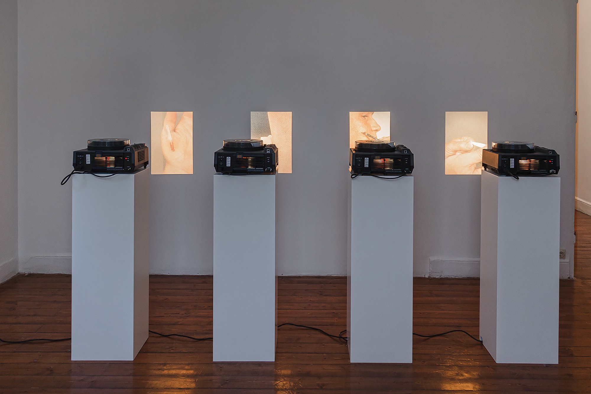 James Richards, The Screens, 35 mm slide installation, 4 sets of 80 DIA slides (320 slides in total), 2013. Installation view, The Screens, Rodeo, Istanbul, 2013