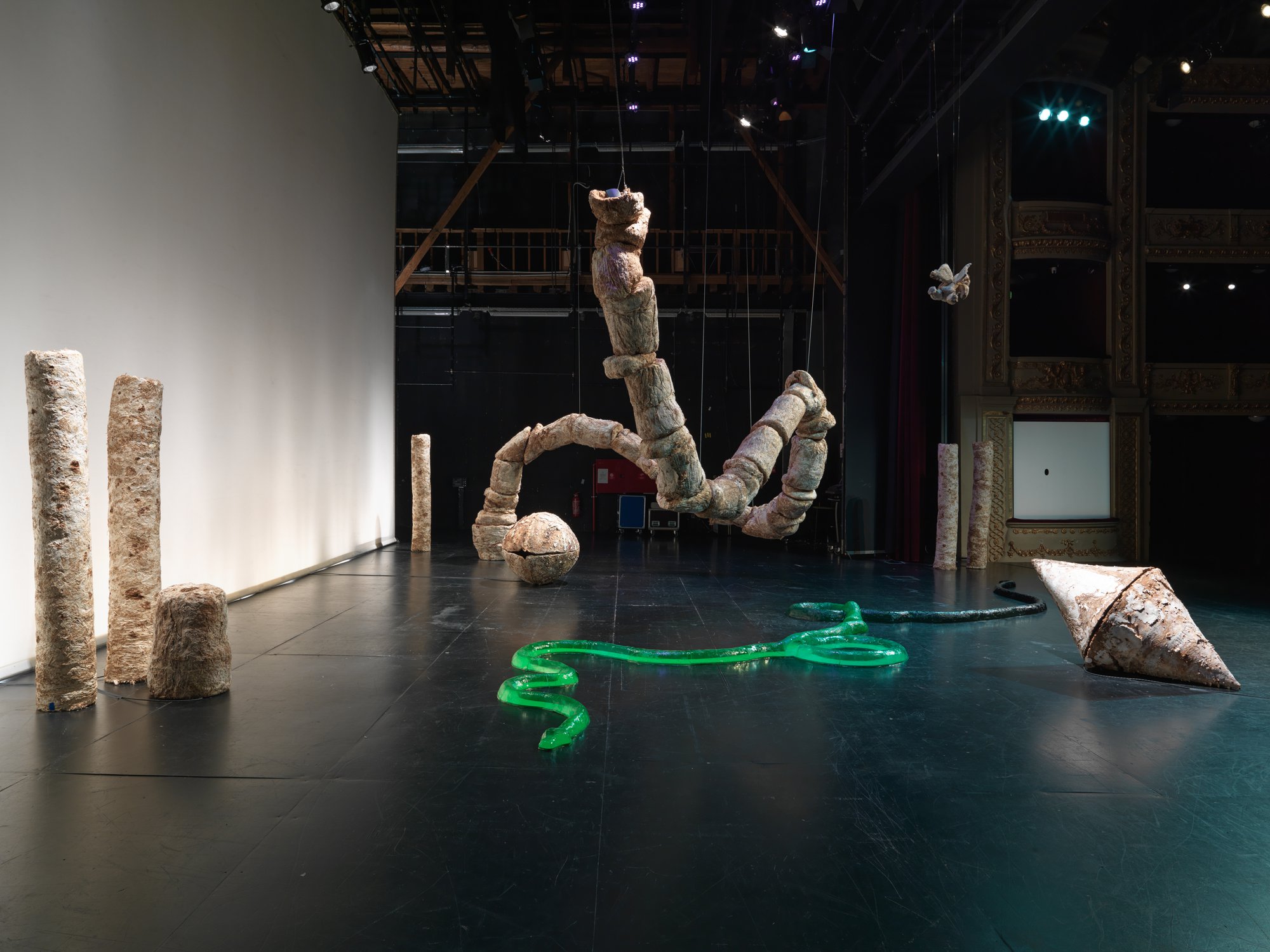 Installation view, Nour Mobarak, Dafne Phono, Municipal Theatre of Piraeus, Piraeus, 2023.