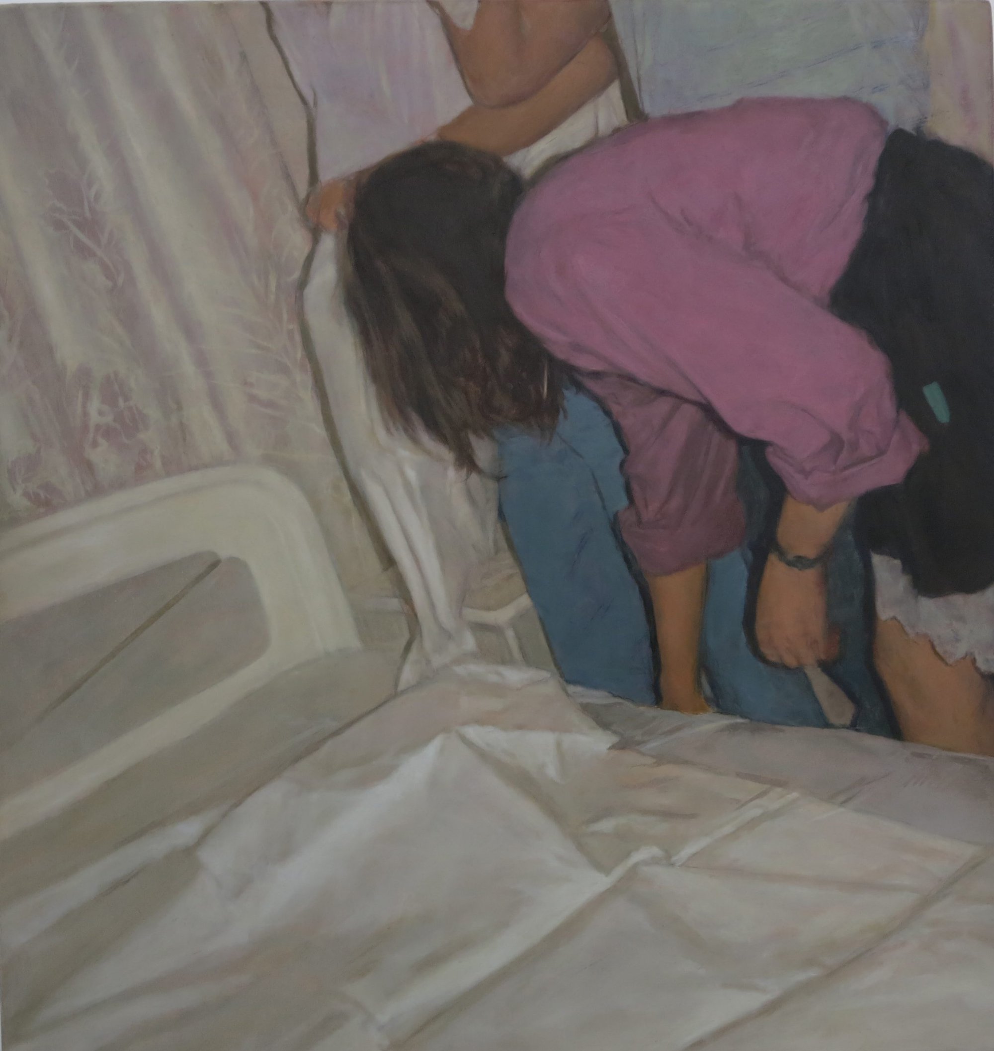 Eftihis Patsourakis, Pause 02, oil on wood, 38.2 x 36 cm (15 x 14 1/8 in), 2017