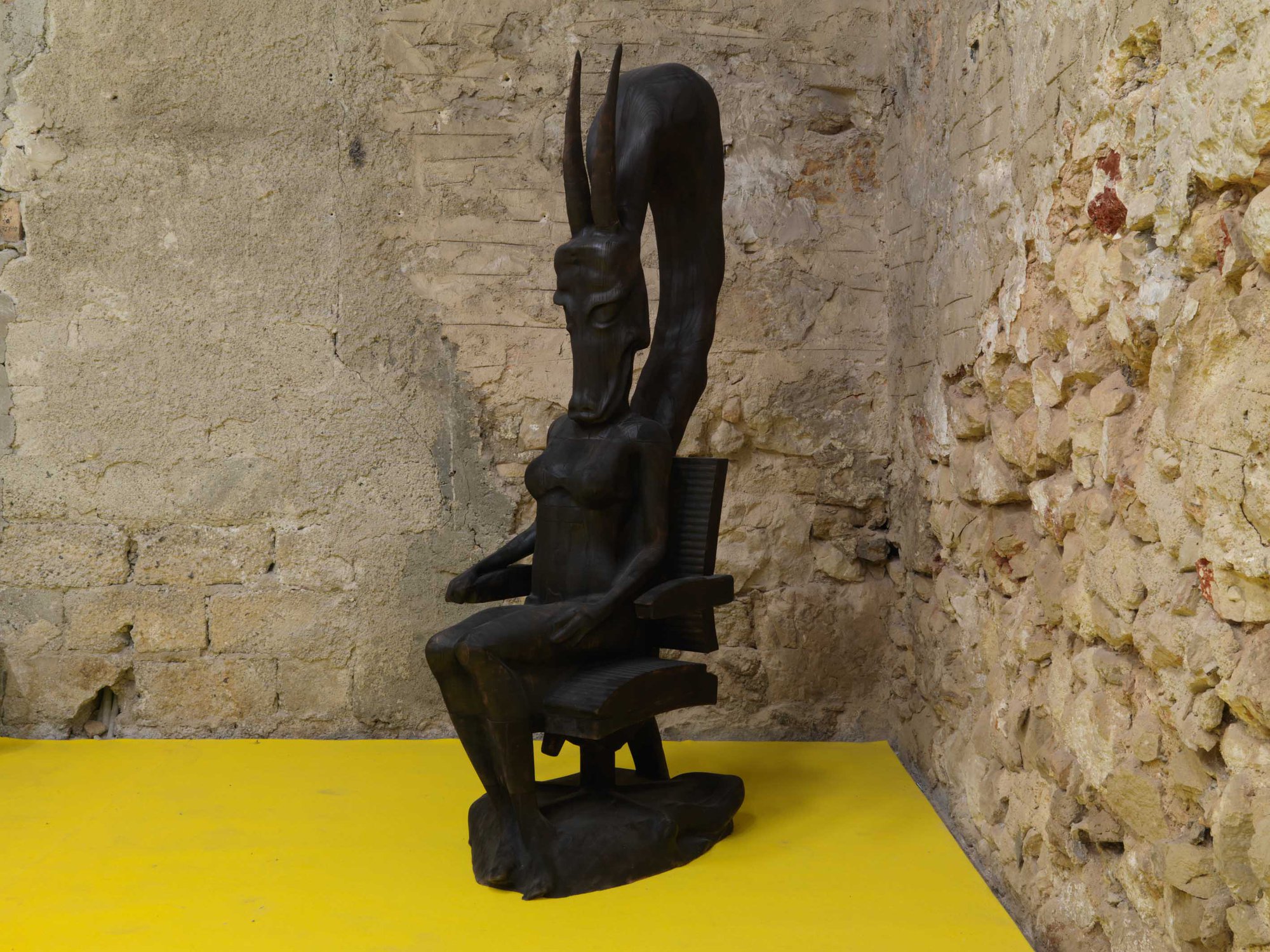 Sidsel Meineche Hansen, ONE-self, linden wood, CNC carved, burned surface, 180 x 62 x 56 cm (70 7/8 x 24 3/8 x 22 in), 2015