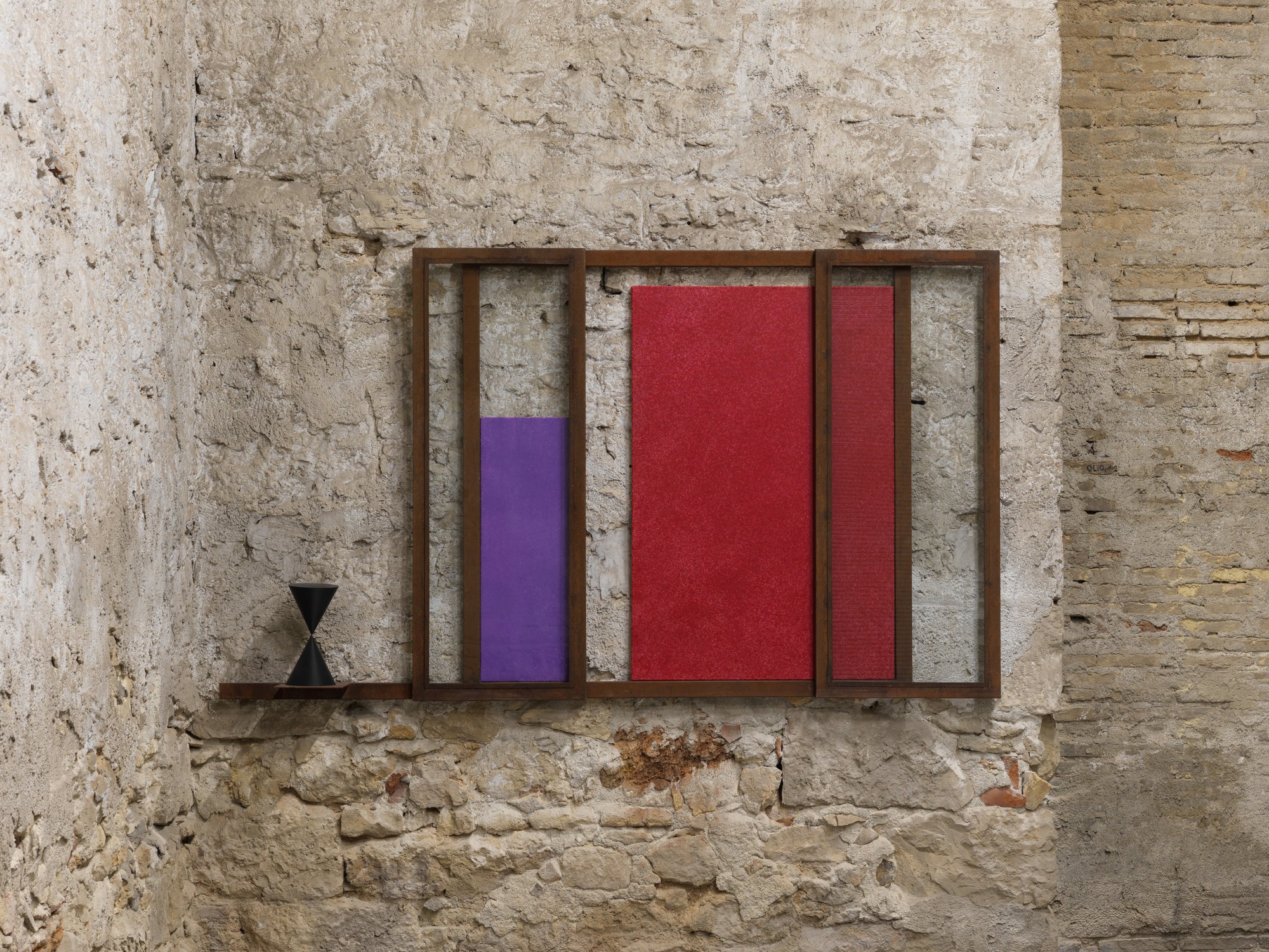 Thanasis Totsikas, Lilacs and poppies from my window, metal, acrylic on canvas, glass, 136.5 x 235 x 6 cm, 2024.Thanasis Totsikas, Nature, My Home, Rodeo, Piraeus, 2024