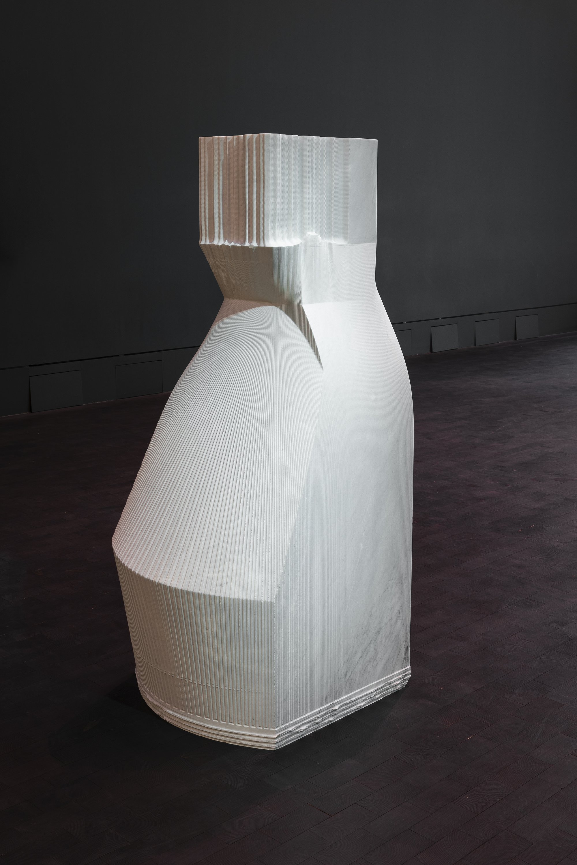 Shahryar Nashat, Brain (are you nervous in this system), marble, 57.5 x 64.7 x 140 cm (22 5/8 x 25 1/2 x 55 1/8 in), 2020