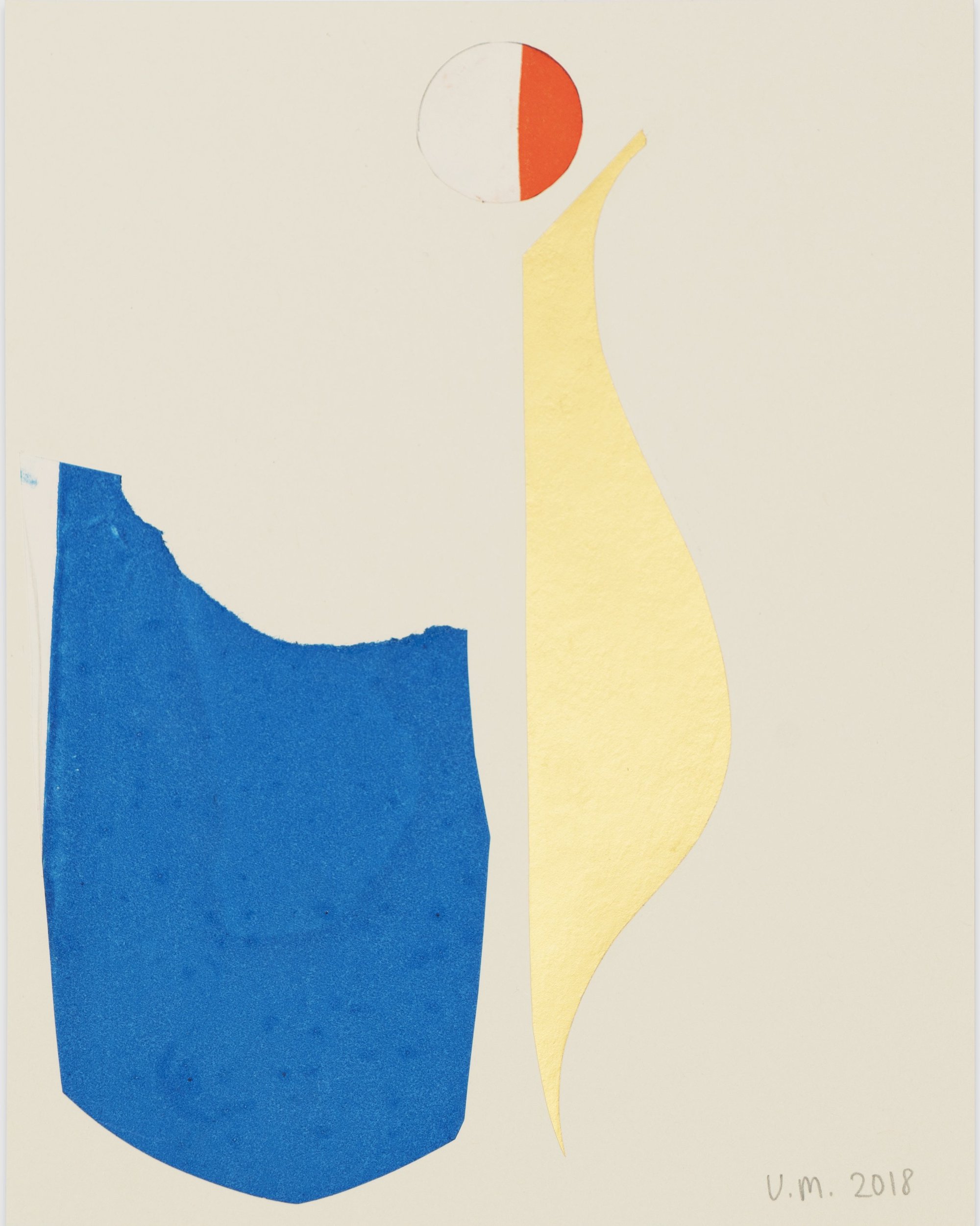 Ulrike Müller, Cut and Paste, colored pencil and papier collé on paper, 22 x 28 cm framed (8 5/8 x 11 in framed), 2018