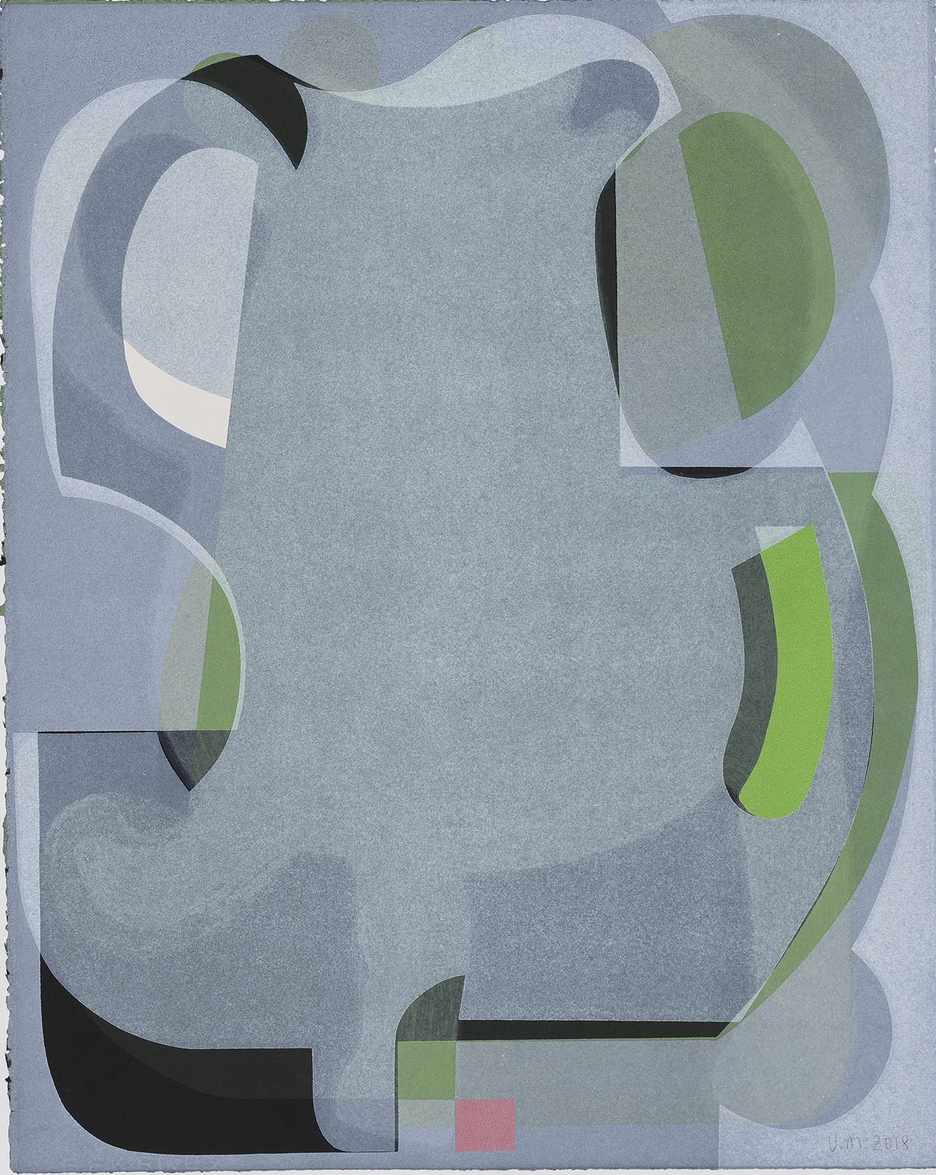 Ulrike Müller, Pantry, monotype with chine collé, printed with 10 Grand Press in Santa Fe, NM, 73.7 x 56.5 cm framed (29 x 22 1/4 in framed), 2018